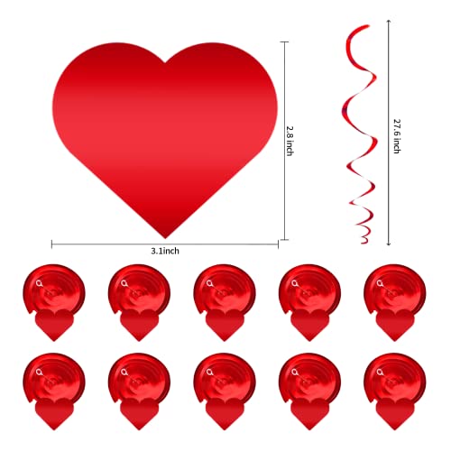 21Pcs Valentines Day Decorations Valentines Day Decor Pre-Assembled Hanging Heart Swirls BE Mine Love Heart XO Garlands Ba...