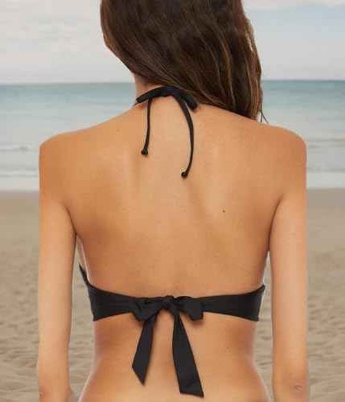 Becca by Rebecca Virtue Women's Standard Layla Halter Bikini Top, Adjustable, Tie Back, Swimwear Separates, Black