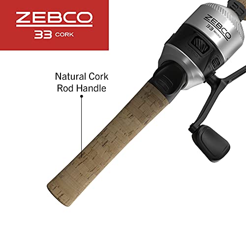 Zebco 33 Cork Reel and Fishing Rod Combo, Graphite Rod with Cork Handle, QuickSet Anti-Reverse Fishing Reel with Bite Aler...