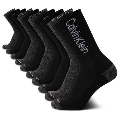 Calvin Klein Mens Crew Socks - 10 Pack Cushioned Athletic Performance Breathable Running and Sports Crew Socks for Men