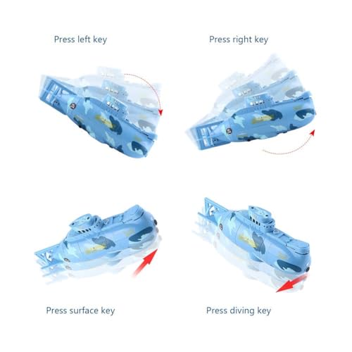 Ouhgnoh Mini RC Boat Toy Remote Control Tourist Submarine Underwater Electric Fish Tank Diving Child's Birthday Present(Blue)