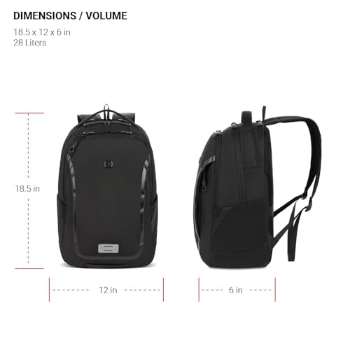 SwissGear Shield Laptop Backpack, Black, 18.5"x12"x6"