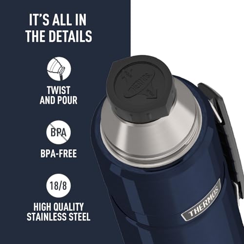 THERMOS Stainless King Vacuum-Insulated Beverage Bottle, 40 Ounce, Midnight Blue