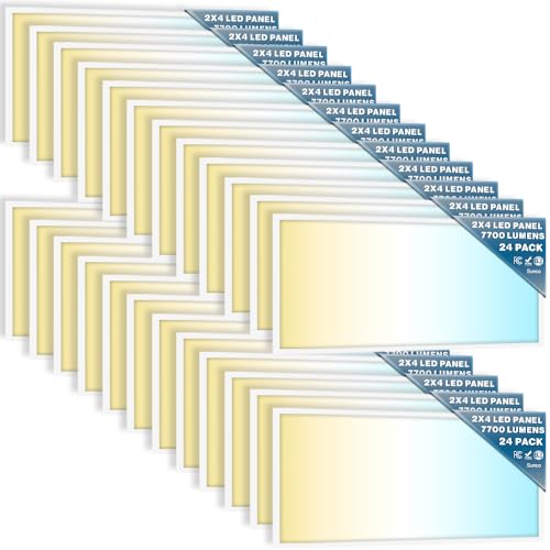 Sunco 24 Pack 2x4 LED Flat Panel Light Drop Ceiling Office Fixture, 7700 LM, Selectable Features, 40W/50W/60W, 4000K/5000...