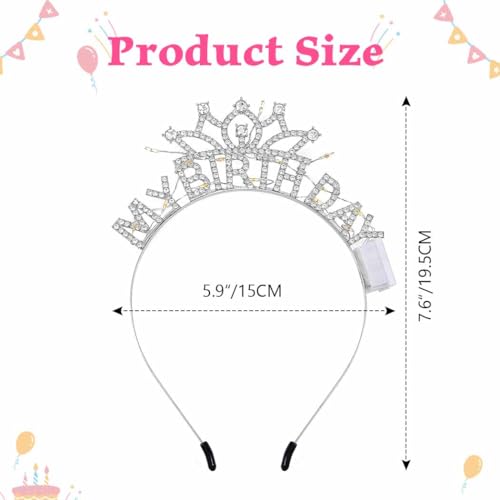 DRESBE Light Up Birthday Headband LED Rhinestone My Birthday Headbands Party Favors Hair Accessories for Women