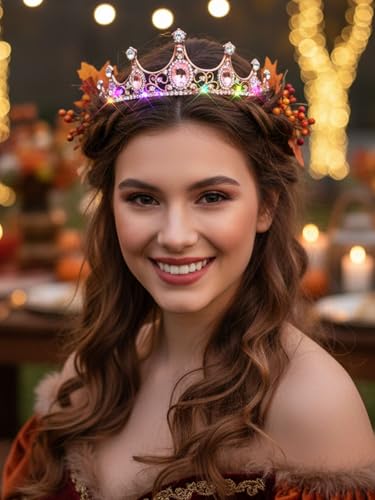 Lorealri Light Up Rhinestone Birthday Tiaras, Crystal Pageant Princess Crowns, Homecoming Headwear Accessories for Women