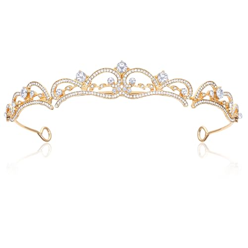 Gold Tiaras and Crowns for Women Wedding Tiaras for Bride Rhinestone Princess Crowns Small Gold Tiara Crown Headband for W...