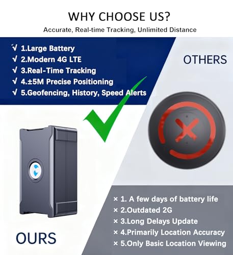 GPS Tracker for Vehicles Cars Long Battery Life to 90 Days, Strong Magnet, Unlimited Range, Geo-Fence, 4G Real Time Car Tr...