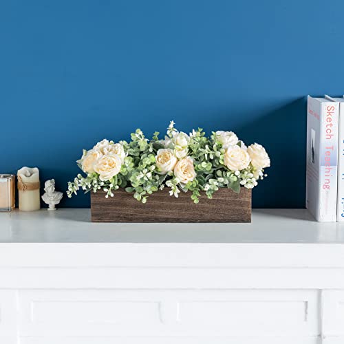 Dahey Centerpiece Table Decorations for Dining Room Farmhouse Table Centerpieces Decor Wood Tray with 3 Artificial Flowers...