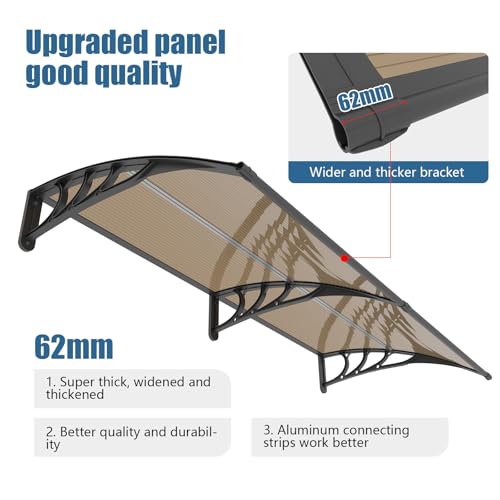 GUANSU-CN 35 * 38''Window and Door Awning Exterior, UV/Rain/Snow/Sunlight Protection Sheet,UPF 50+ Polycarbonate Overhang Canopy,House Overdoor Awnings for Door Entrance Outside/Patio/Porch/Deck