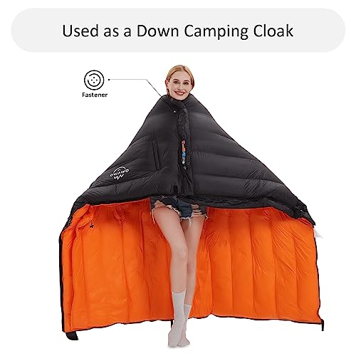 OMVMO 0-20 Degrees F Down Sleeping Bag for Adults - 4 Season Envelope With Arm Holes, Wearable for Backpacking Camping - U...