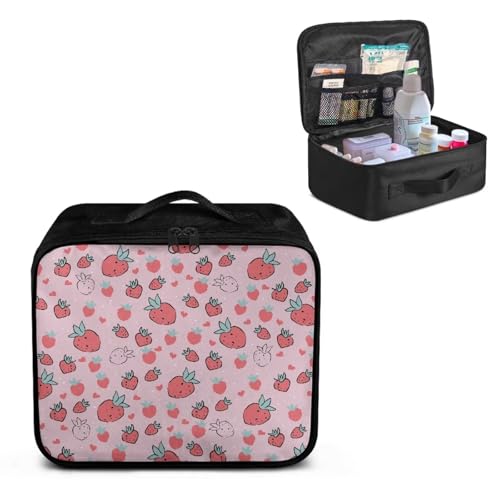 Rnyleeg Pink First Aid Kit for Home Strawberry Medical Kit for College Dorm Cute First Aid Kit Bag Empty Portable Medicine...