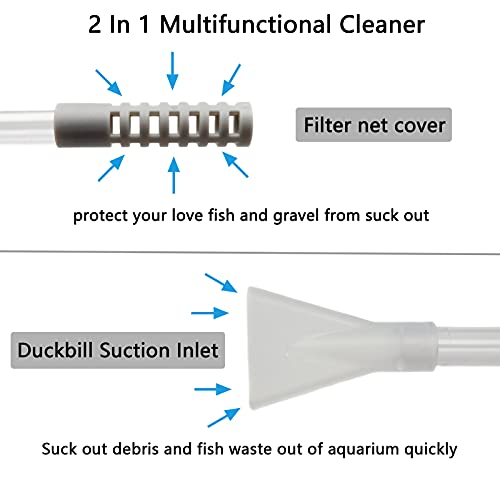10 Gallon Fish Tank cleaner and Aquarium Water Changer Siphon with a Thinner Water Tubing. Perfect for Cleaning Small Fish...