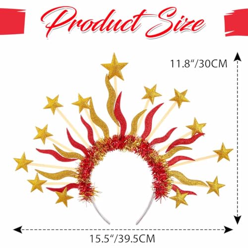 DRESBE Light Up Sun Goddess Headband New Year LED Star Crown Headbands NYE Glow Party Hair Accessories for Women