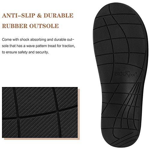 ERGOfoot Orthopedic Slippers with Arch Support, Slip-On Knit Soft Sherpa Lining House Slipper, Plantar Fasciitis Relief, O...
