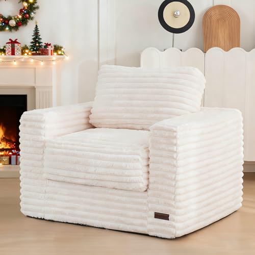 MAXYOYO Giant Bean Bag Chair for Adults, Upholstered Floor Sofa with Pillows and Armrests, Large Bean Bag Sofa Plush Chair...