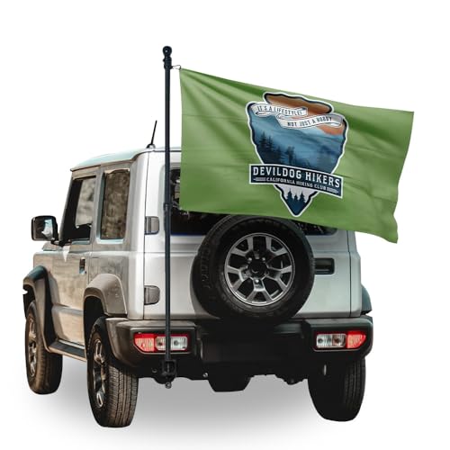 (Pack 1) - 5’ Foot Premium Tangle-Free Carbon-Fiber Flag Pole with 2 Flag Rings, Ideal for Trucks, Vehicles, or SUVs, Perf...