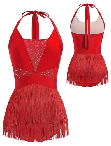 Rhinestone Fringe Bodysuit Women Tassel Latin Jazz Dance Costume Leotard Trapeze Artist Acrobat Costume Festival Rave Outfits