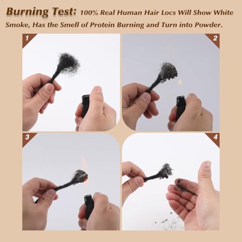 Dreads Extensions Human Hair Loc Extensions for Men Women Dreadlock Extensions Real Human Hair Locs Extension Natural Black Full Handmade Permanent Locs Hair Extensions (0.6cm 1B 10 Inch 60 Strands)