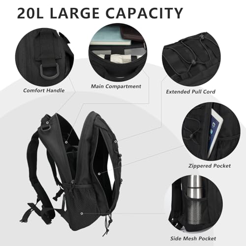 BAIXINGBAGS 20L Mini Small tactical backpack for men, MOLLE System Daypack black gym hunting backpack Comfortable for Hiki...