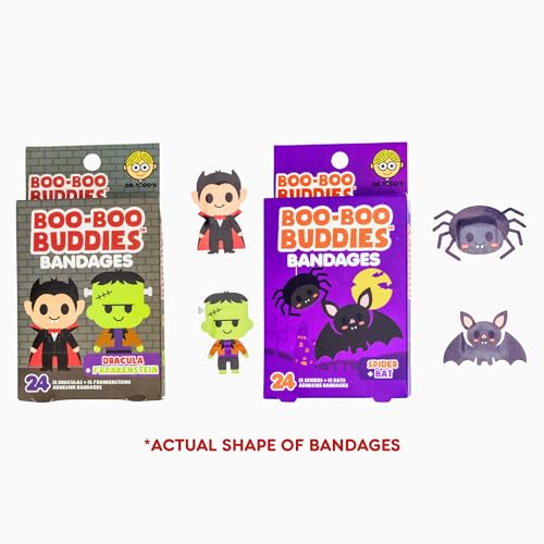 Boo Boo Buddies™ Dracula + Frankenstein & Spider + Bat Bandages Bundle – 48 Ct | Fun Halloween Bandages for Kids & Adults,...