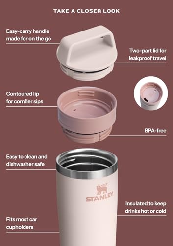 Stanley Cafe To Go Travel Mug 16 oz | Leakproof Two-Part Drink Through Lid | Tumbler Cup for Coffee, Tea and Drinks | Insu...