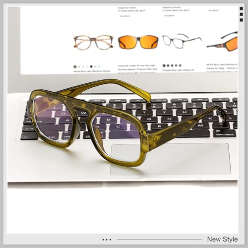 YMRFW Aviator Blue Light Blocking Glasses for Women Men Square Flat Top Computer TV Eyeglasses Anti Eyestrain