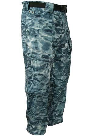 Aqua Design: Fly Fishing Mens Convertible Wading Pants Zip Off Legs Shorts: Misty Sky: Size Small