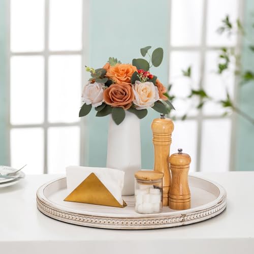 BLOSMON Terracotta Flowers for Wedding Centerpieces: 10 Pcs Artificial Rose Flower Balls Table Decorations - Fall Fake Sil...