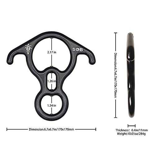 SOB Rescue Figure 8 Descender Belaying Belay Device Rock Climbing Rappelling Gear Aluminum Magnesium Alloy for Climbing,Hi...