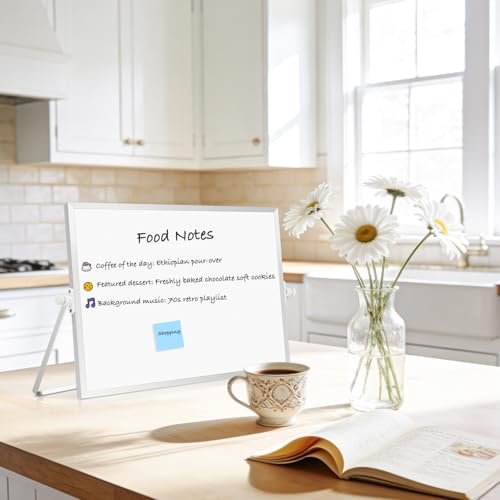 AMUSIGHT Dry Erase Magnetic White Board, 16" x 12" Double-Sided Desktop Whiteboard with Stand, Portable Small Whiteboard S...