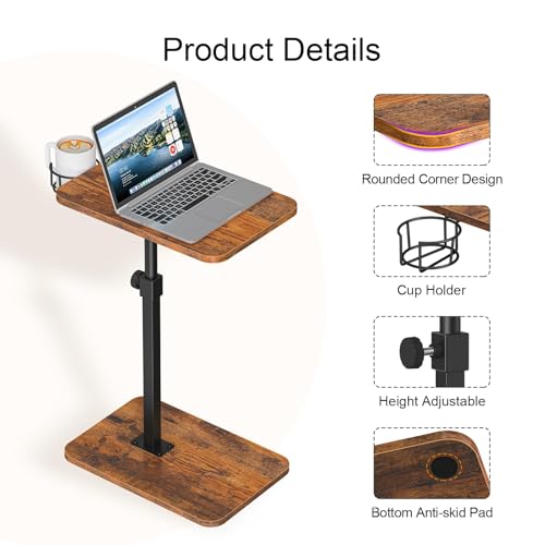 Giikin TV Tray Table, 360° Swivel Height Adjustable TV Trays for Eating on Couch,Sofa Armrest Side Table for Small Spaces ...