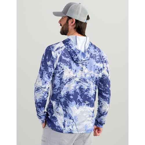 HUK Men's Pursuit Pattern Crew Long Sleeve, Performance Shirt