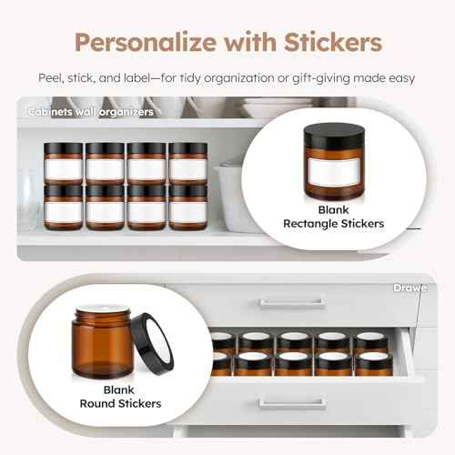 4 oz Glass Jars with Lids, 24 Pack Amber Small Glass Jars with Black Lids Leakproof Round Airtight Empty Cosmetic Travel Containers with Inner Liners For Lotions Powders and Candle Making