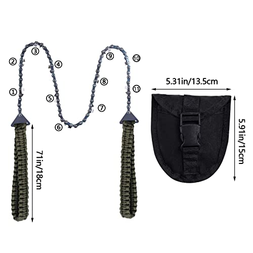 Sucrain Pocket Chainsaw with Paracord Handle, Folding Chain Hand Saw, Emergency Outdoor Survival Gear for Camping, Huntin...