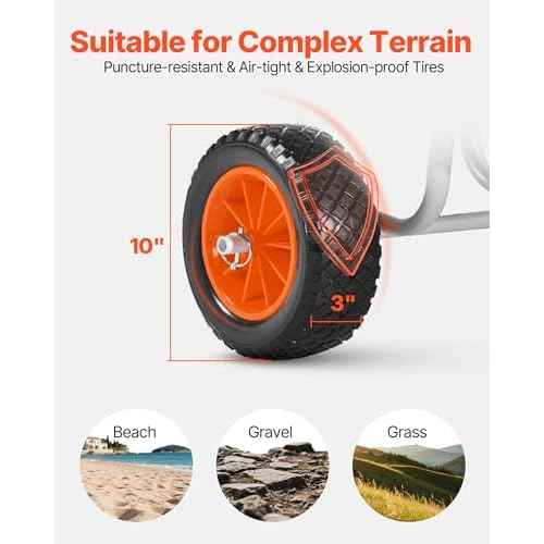 VEVOR Stand Up Board Cart, 150 lbs Surfboard Transport Cart, with 10-inch Solid Rubber Tires & Kickstands & Ratchet Strap for 2 Stand Up Paddle Boards & Surfboards