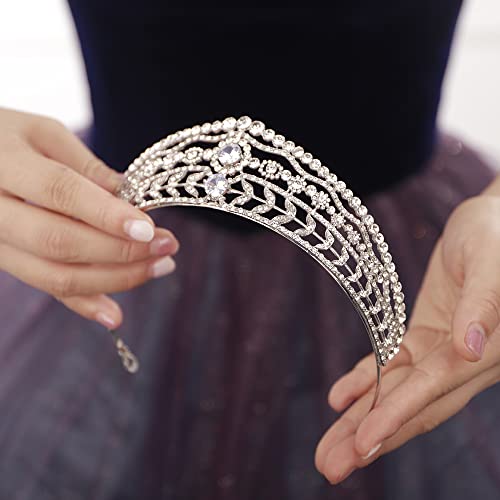 JWICOS Crystal Rhinestone Queen Bride Tiara Crown for Women Brides Headdress Vintage Bridal Birthday Prom Wedding Tiaras a...