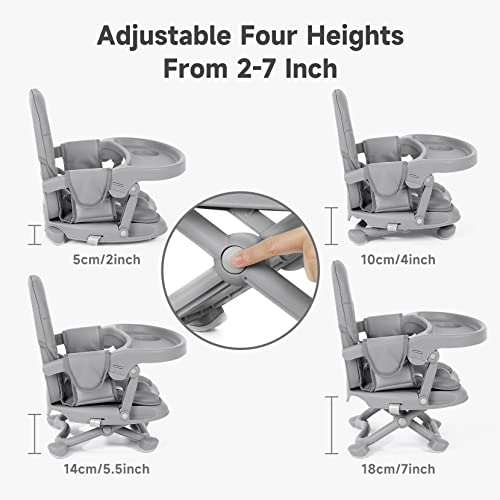 YOLEO Baby High Chair Booster Seat for Dining Table, Foldable High Chairs with Adjustable Heights, Travel Booster Seat wit...