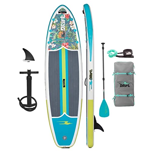 DRIFT Aero 10 FT 8in Inflatable Adult Stand Up Paddle Board Kit Includes Accessories Adjustable Paddle iSUP Travel Bag Blo...