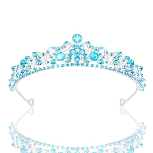 CIEHER Blue Crown Crystal Princess Tiara for Birthday Prom Quinceanera Dinner Party