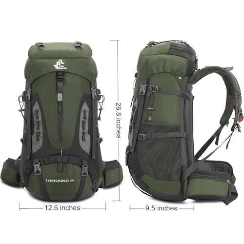 Bseash 60L Hiking Camping Backpack with Rain Cover, Waterproof Large Capacity Outdoor Sport Travel Daypack Climbing Tourin...
