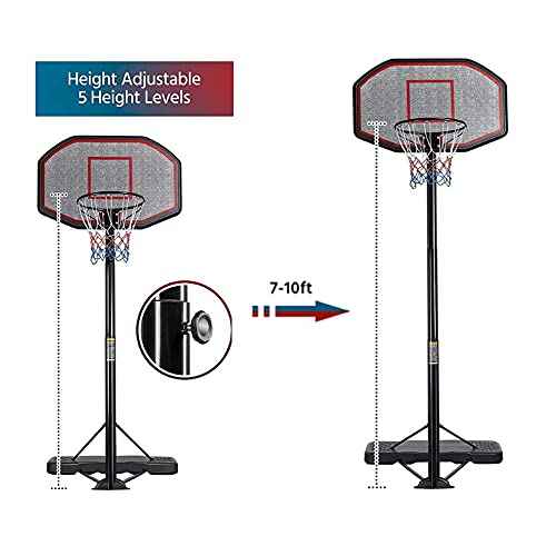 Yaheetech Basketball Hoop Outdoor for Adults Portable Basketball Goal Court 9-12ft Height Adjustable with 43 inch Backboard