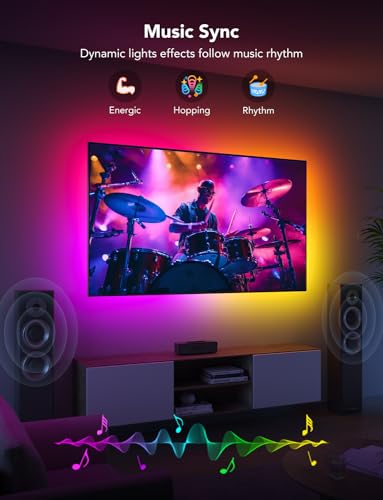 Govee TV LED Backlight Strip, RGBIC Smart LED Backlight for 40-50inch TVs, Music Sync, Wi-Fi Bluetooth & App Control, Work...