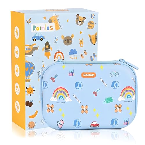 RAINLOS Small-First-Aid-Kit-for-Home-Car-Travel-Camping-Hiking-Kids, Mini Cute Portable Medical Emergency Kits Fits into a...