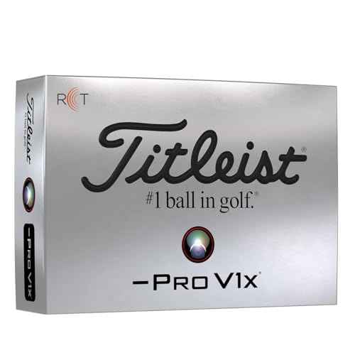 Titleist Pro V1x Left Dash RCT Golf Ball, 1 Dozen USA Direct Import (Radar Ballistic Measure), Trackman, Pack of 12
