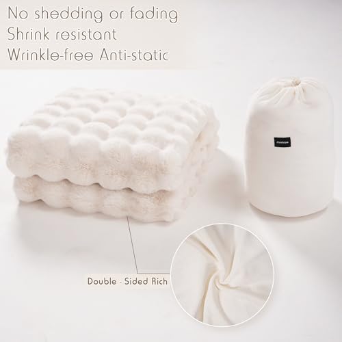 macinso Super Comfort Oversized Warm Thick Bubble Luxury Plush Rabbit Faux Fur Throw Blanket, Fluffy Blanket,Soft Cozy Bla...