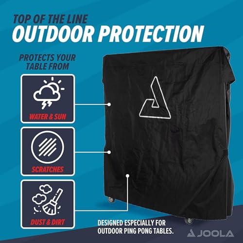 JOOLA Waterproof Ping Pong Table Cover ? Heavy-Duty, Outdoor Protection - Table Tennis Cover for Garage, Basement, Indoors or Outside - Fits Large & Small Folding Ping Pong Tables in Upright Position