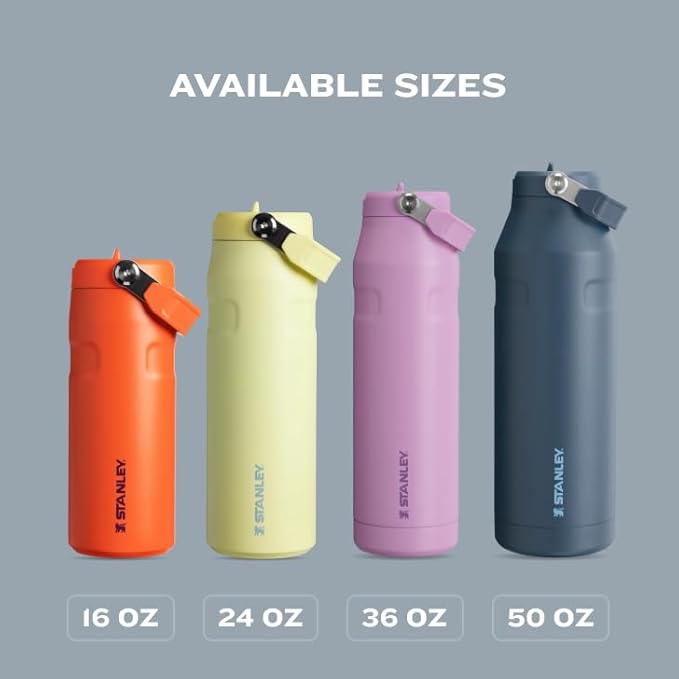 STANLEY IceFlow Flip Straw 2.0 Water Bottle 24 OZ | Built-In Straw with Larger Opening | Lightweight & Leak-Resistant | Insulated Stainless Steel | BPA-Free | Lilac