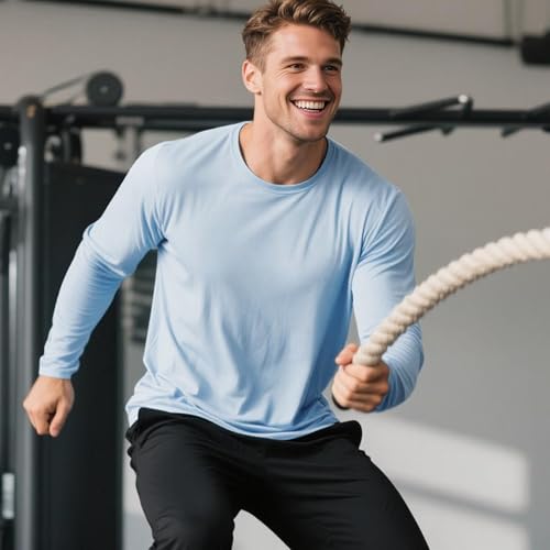 Men's Long Sleeve Shirts UPF 50+ UV Sun Protection Rash Guard Shirt Lightweight Dri Fit Casual Athletic Running Workout Tops