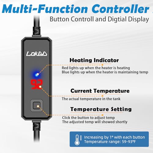 Lokgd Upgraded 10W Intelligent Aquarium Heater,59°F-93°F Submersible Fish Tank Heater with Intelligent Digital Display Con...